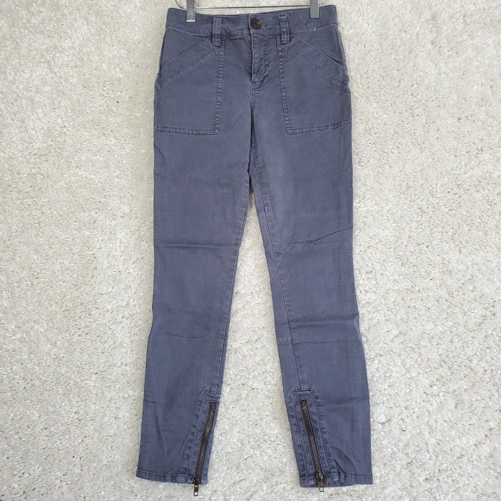 Madewell Jeans Womens 25 Gray Skinny Fatigue Military Moto Ankle Zip - Picture 2 of 14